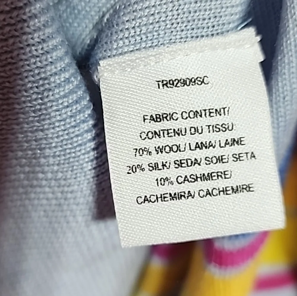 Derek Lam 10 Crosby Cashmere Silk Blend Striped Sweater Blue Size Medium - Picture 5 of 5